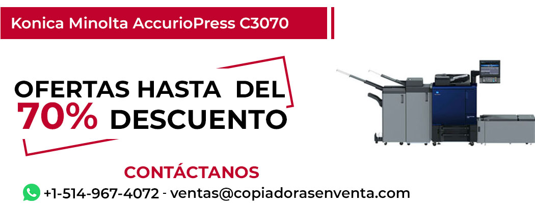 Fotocopiadora Konica Minolta AccurioPress C3070 en Venta - Exportación disponible