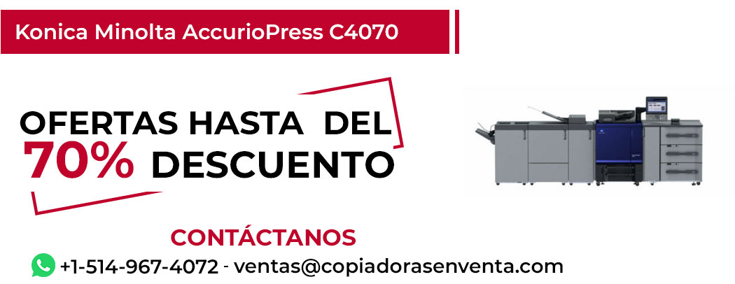 Fotocopiadora Konica Minolta AccurioPress C4070 en Venta - Exportación disponible
