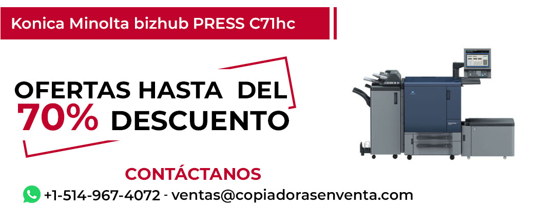 Fotocopiadora Konica Minolta bizhub PRESS C71hc en Venta - Exportación disponible